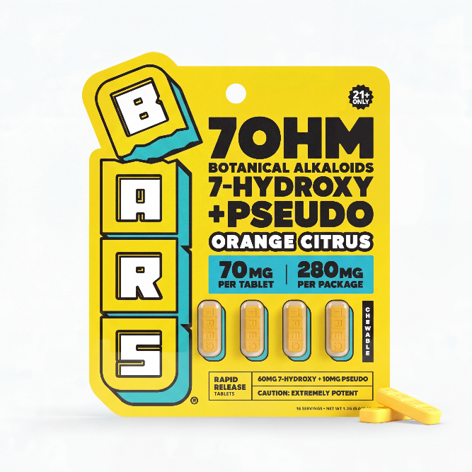 70mg - 7 Hydroxy + Pseudo Tablets - Orange Citrus