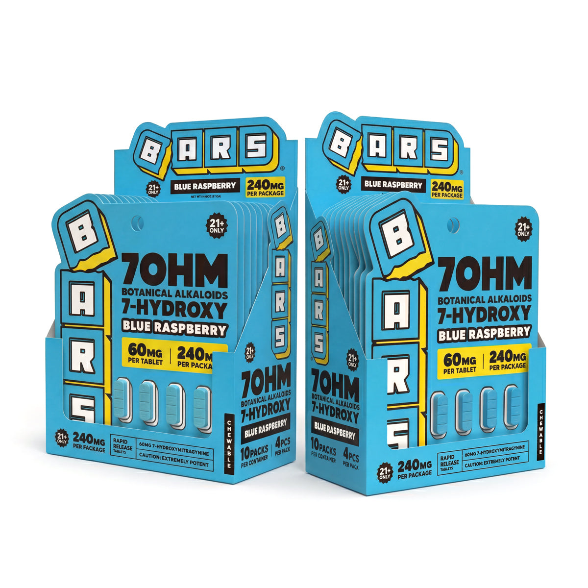 60mg - BARS 7 Hydroxy Tablets - Blue Raspberry - (6000mg Total)