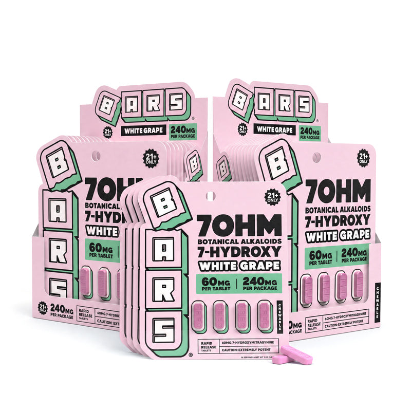 60mg - 7 Hydroxy Tablets - White Grape - (4800mg Total)