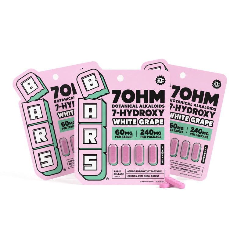 Three packages of 7OHM Botanical Alkaloids 7-Hydroxy White Grape