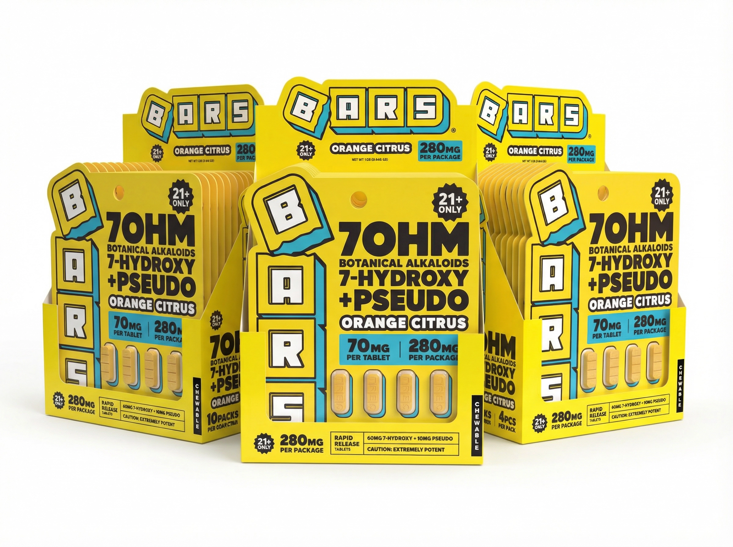 70mg - BARS 7 Hydroxy + Pseudo Tablets - Orange Citrus - (8400mg total)