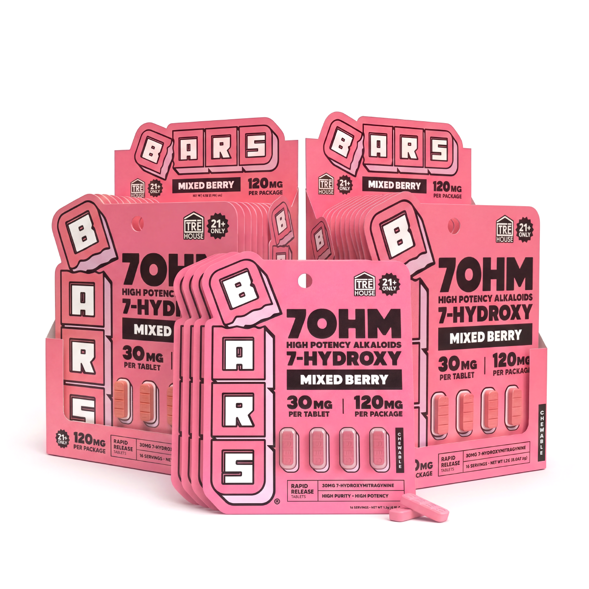 30mg - 7 Hydroxy Tablets - Mixed Berry 100ct