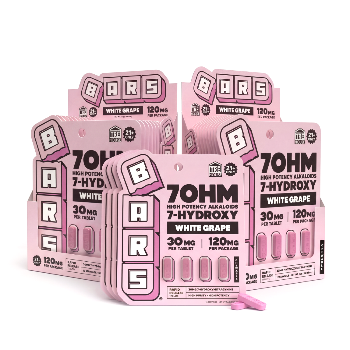 30mg - 7 Hydroxy Tablets - White Grape 100ct
